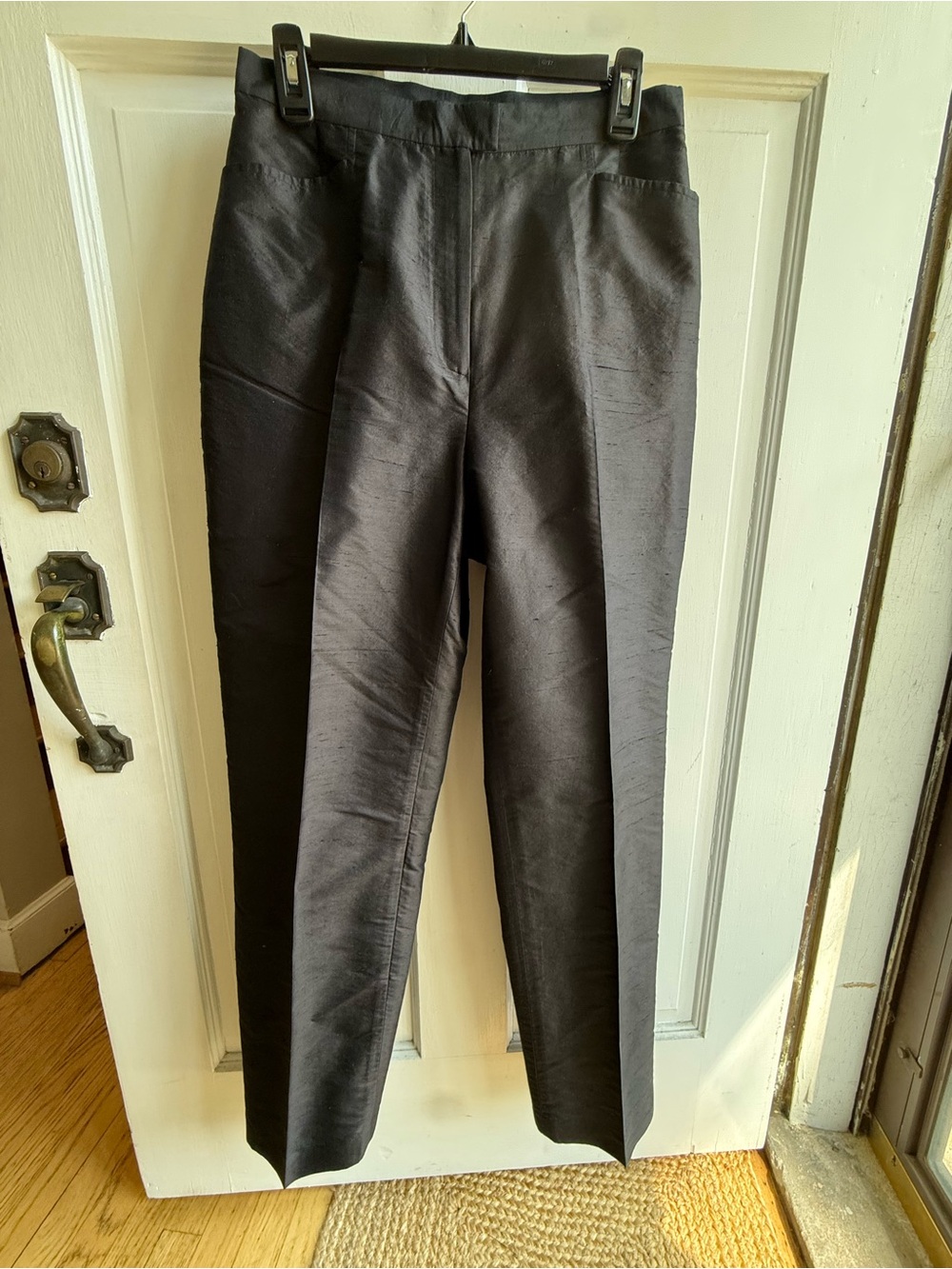 Vintage Rena Rowan Black Straight-Leg Tailored Pants Silk - DONNI style